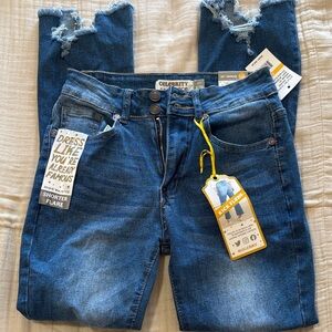 Celebrity Ace High Waisted Blue Skinny Jeans Shorter Flare for Women Sz 25